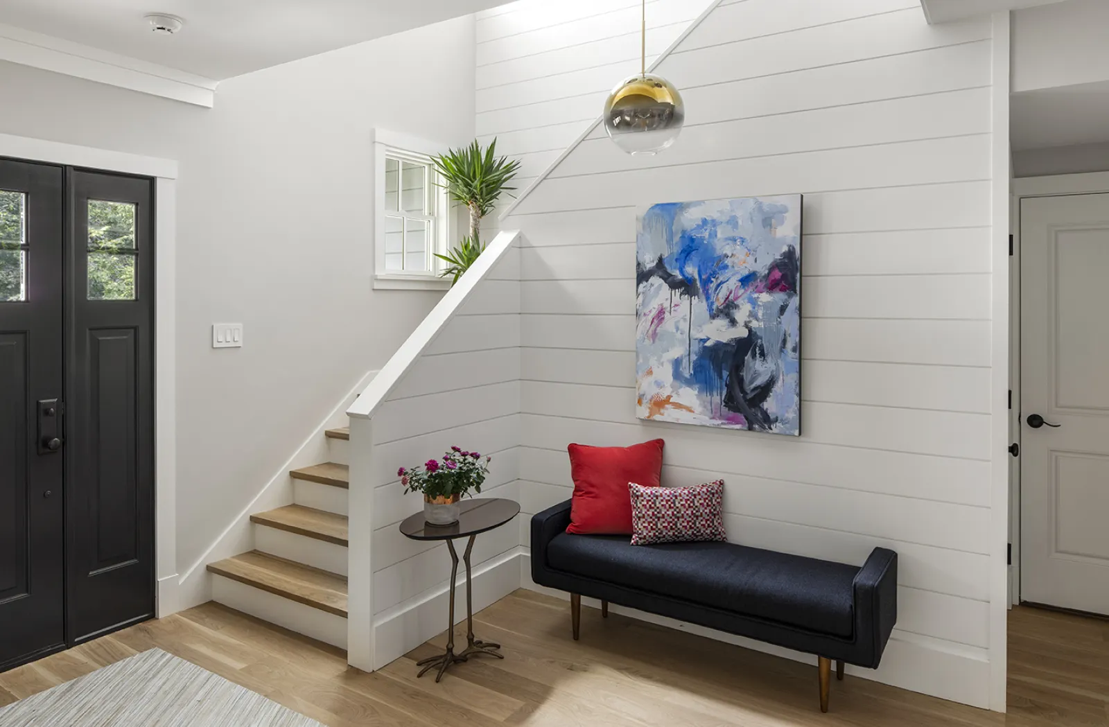 contemporary entry and stair
