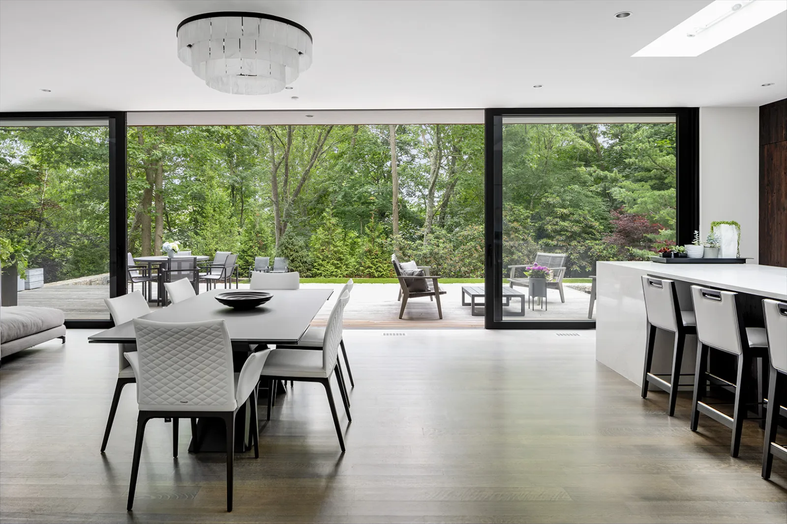 modern living room with open doors