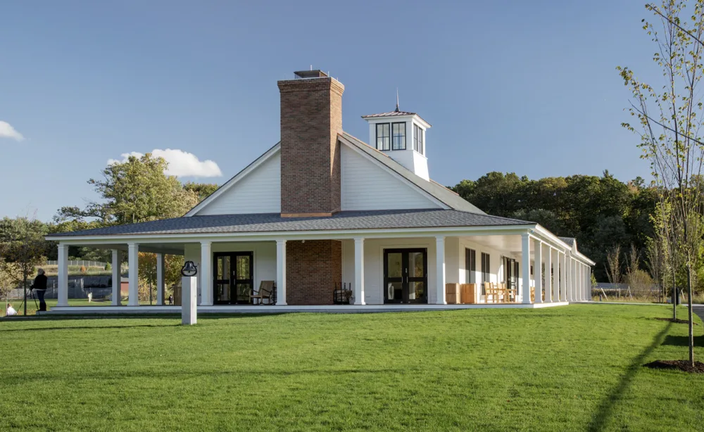 outdoor school field house with large porch