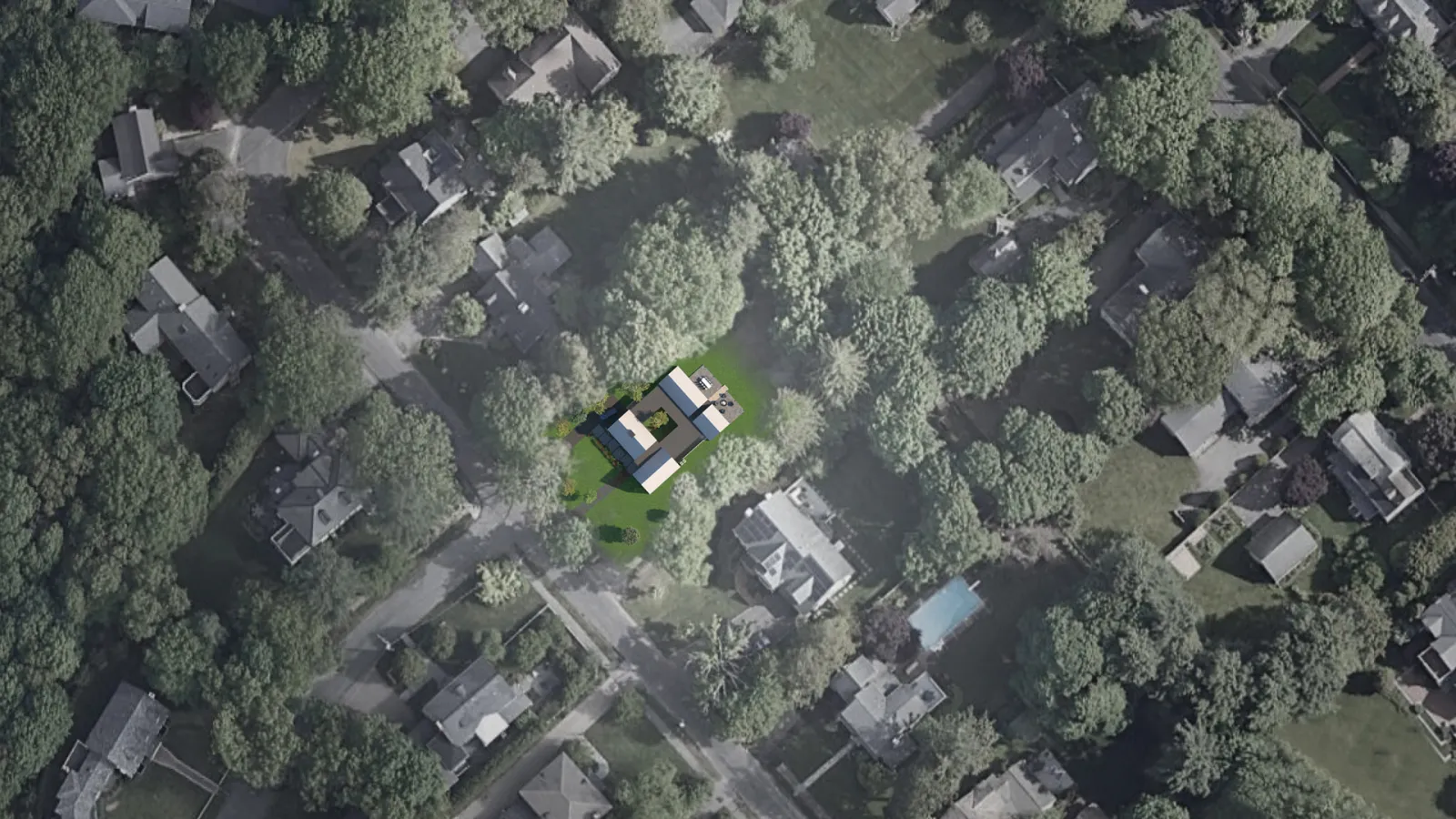 Arial view of house from above